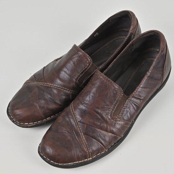 Clarks Bendables Textured Leather Comfy Brown Slip On Loafers Flat US9.5 UK7.5 - Picture 3 of 16